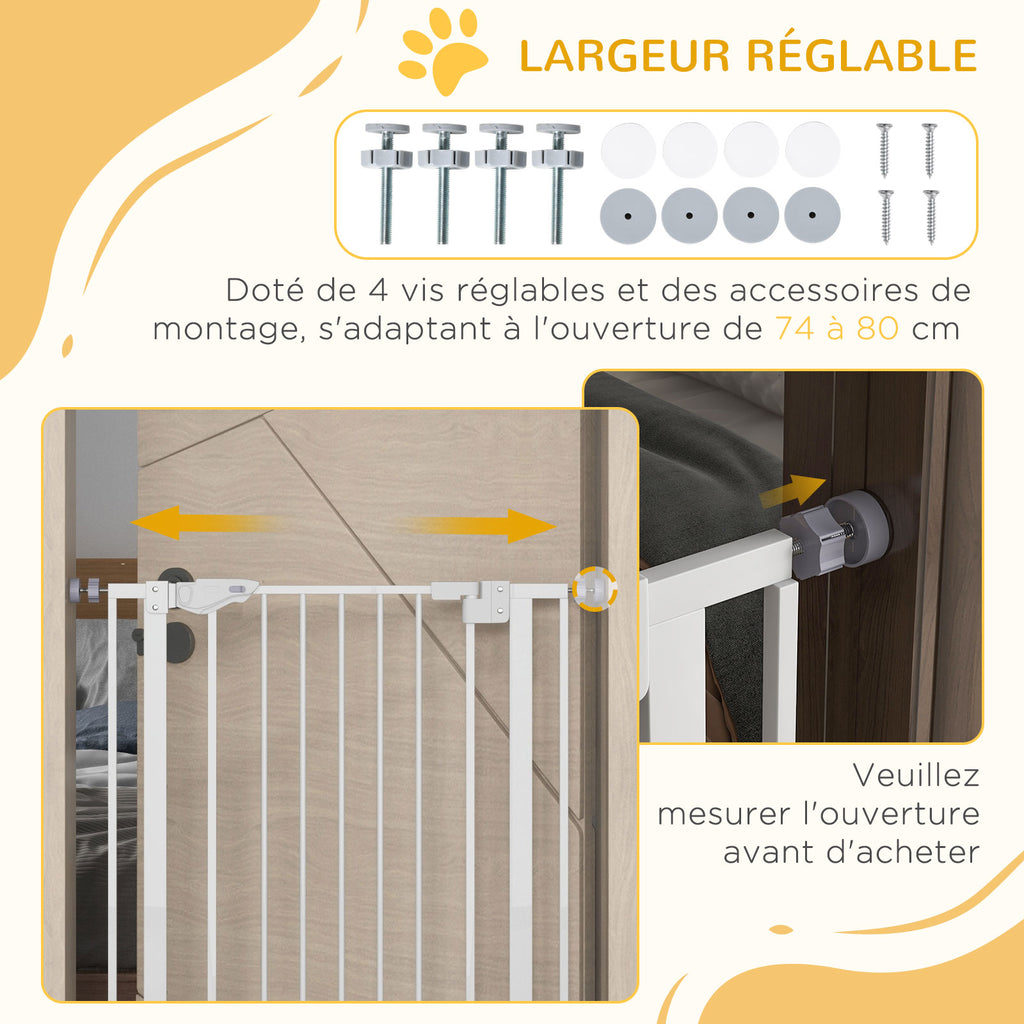 Barrière de sécurité animaux de 104H cm avec porte fermeture automatique système de double verrouillage sans percage-5