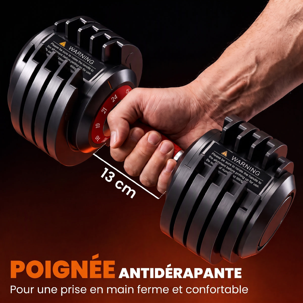 Haltères Réglables 10 en 1, 2x24kg, Réglage Rapide, Verrou de Sécurité, Poignée Antidérapante, Bases de Rangement, Noir-4