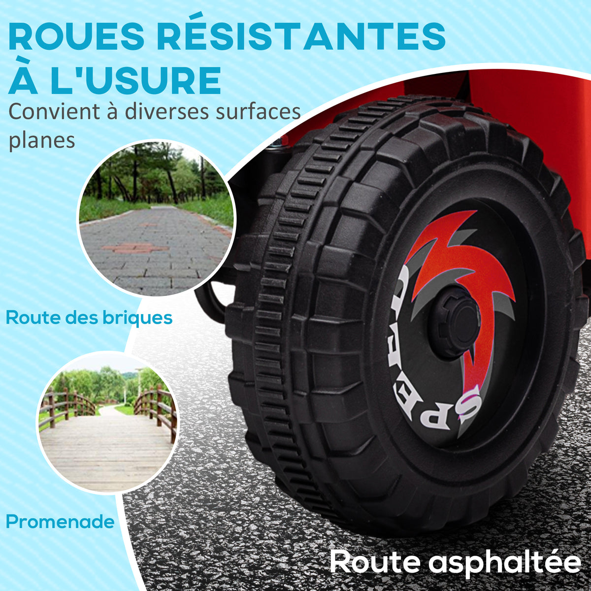 Quad électrique pour enfants véhicule à batterie 6V avec marche avant et arrière 70L x 41,5l x 48,5H cm Rouge-3