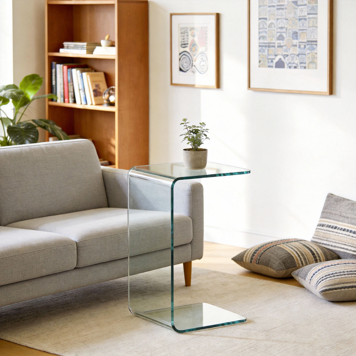 Table basse en verre table de salon rectangulaire design moderne en verre trempé avec bords arrondis sûrs transparent-8