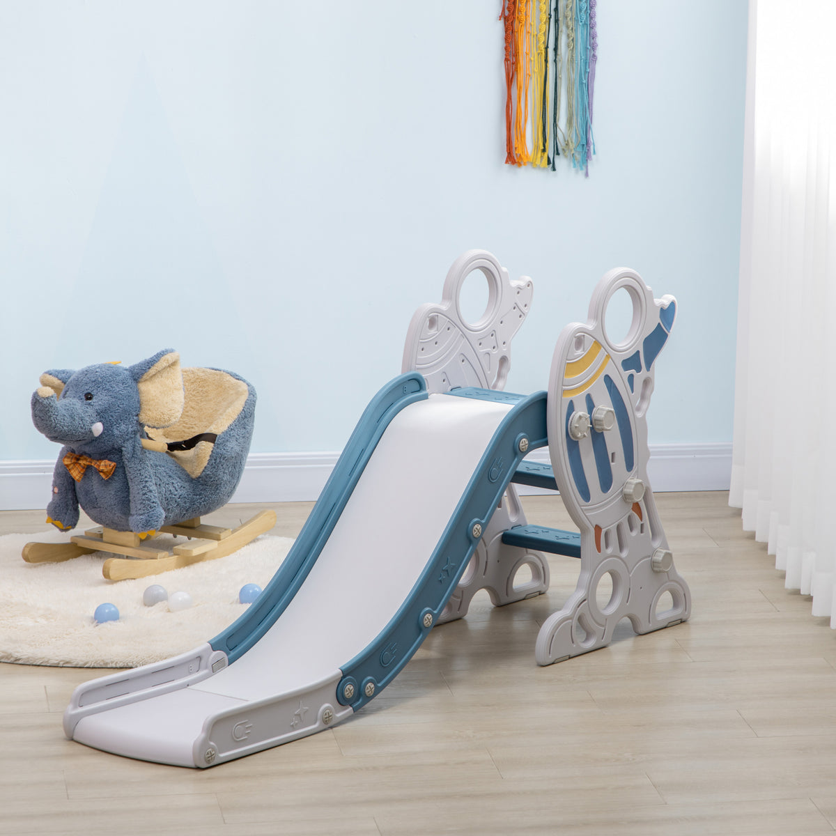 Toboggan pour enfants toboggan intérieur pour enfant, de 18 à 36 mois, jusqu'à 30 kg, 157L x 46,5l x 80H cm, bleu-7