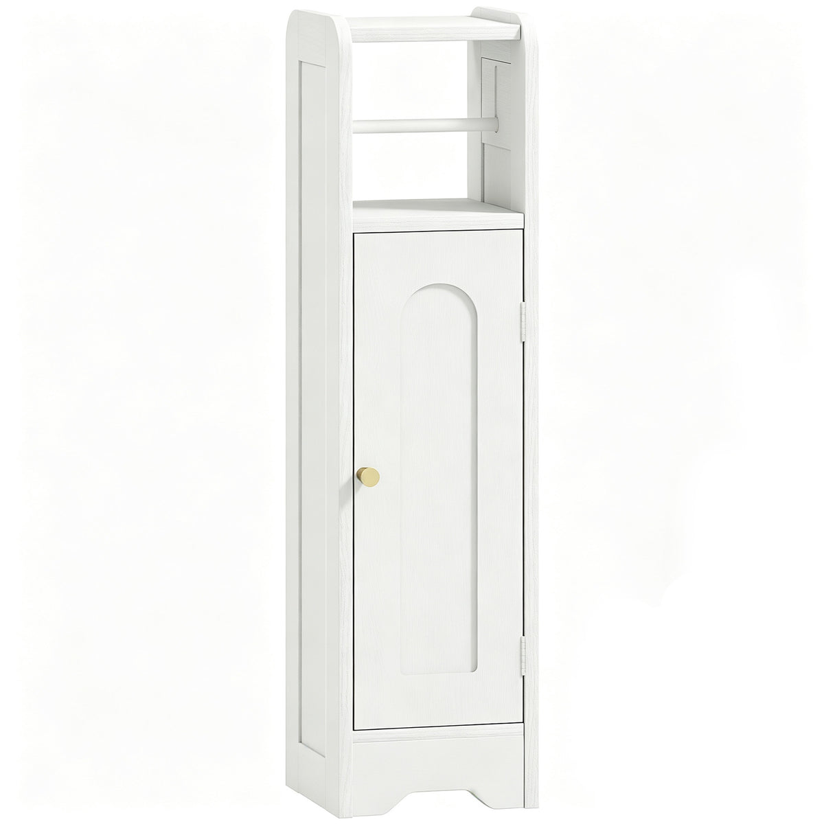 Meuble salle de bain meuble toilettes WC rangement étroit avec étagère réglable gain de place pour petits espaces blanc-0