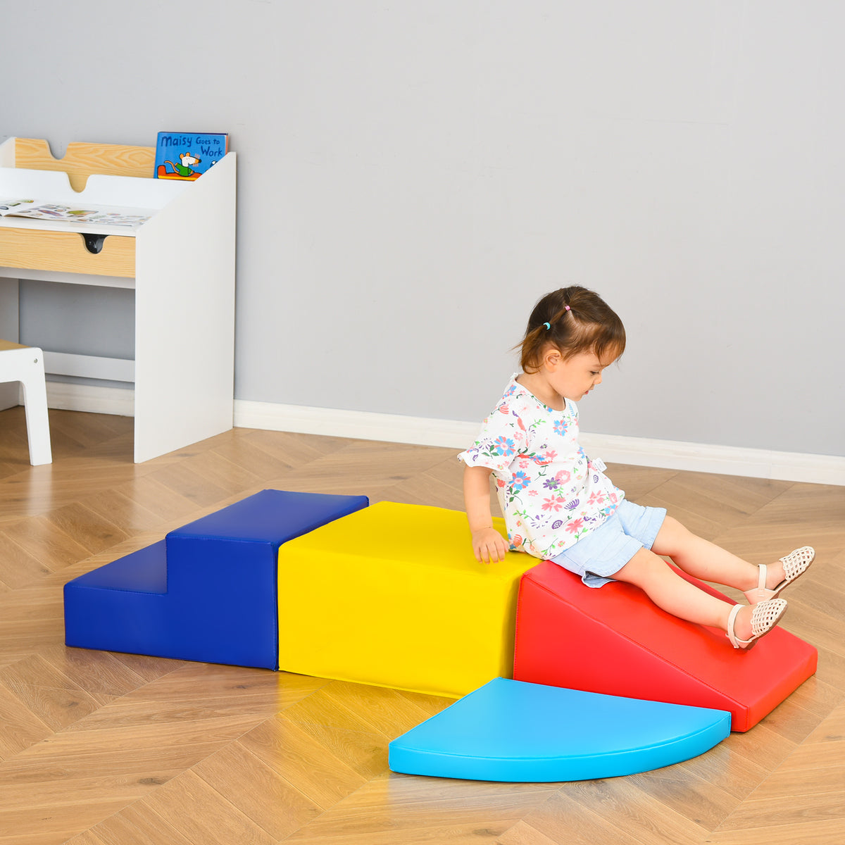 4 Blocs de construction XL - modules de motricité - jouets éducatifs - parcours motricité enfant mousse EPE polyuréthane, bleu, jaune, rouge-9