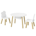 Table enfant avec chaise, ensemble table et 2 chaises en bois avec sac de rangement pour dessiner, jouer, étudier, blanc-0