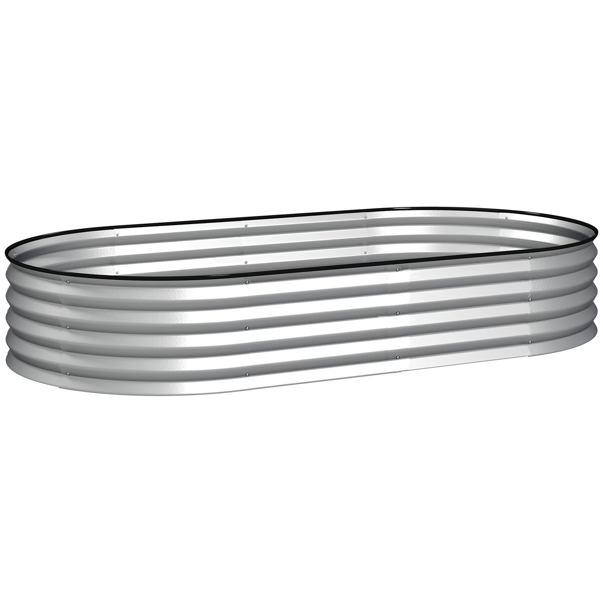 Jardinière surélevée galvanisée en acier lit de jardin bordure caoutchouc 181 x 93 x 30 cm argent-0