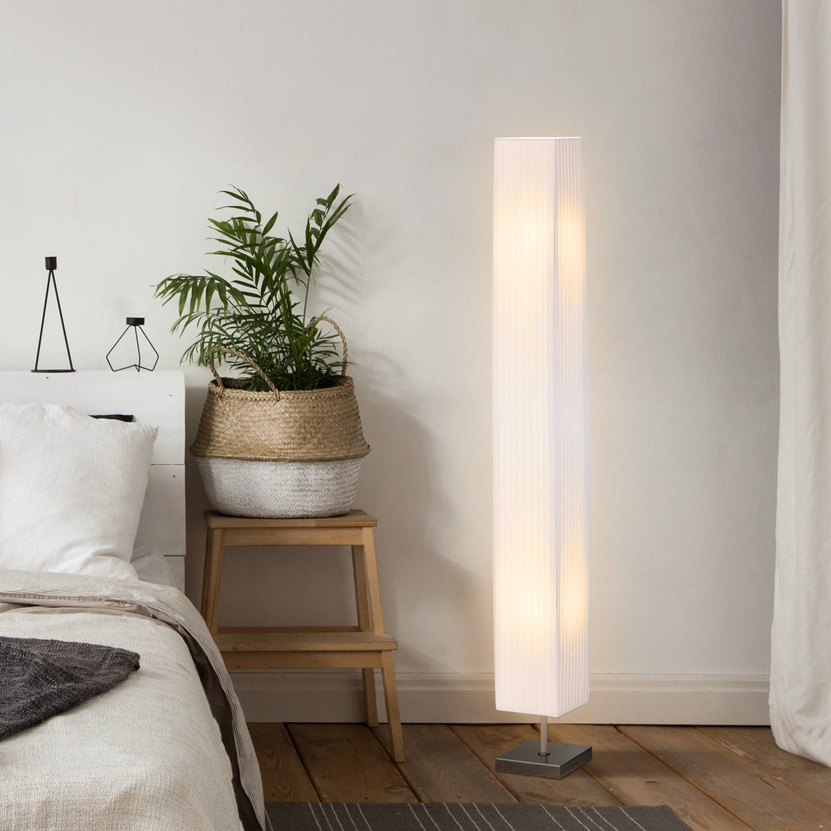 Lampadaire Lampe sur Pied de Salon Style Moderne Lampadaire sur Pied avec Interrupteur Acier Blanc-9