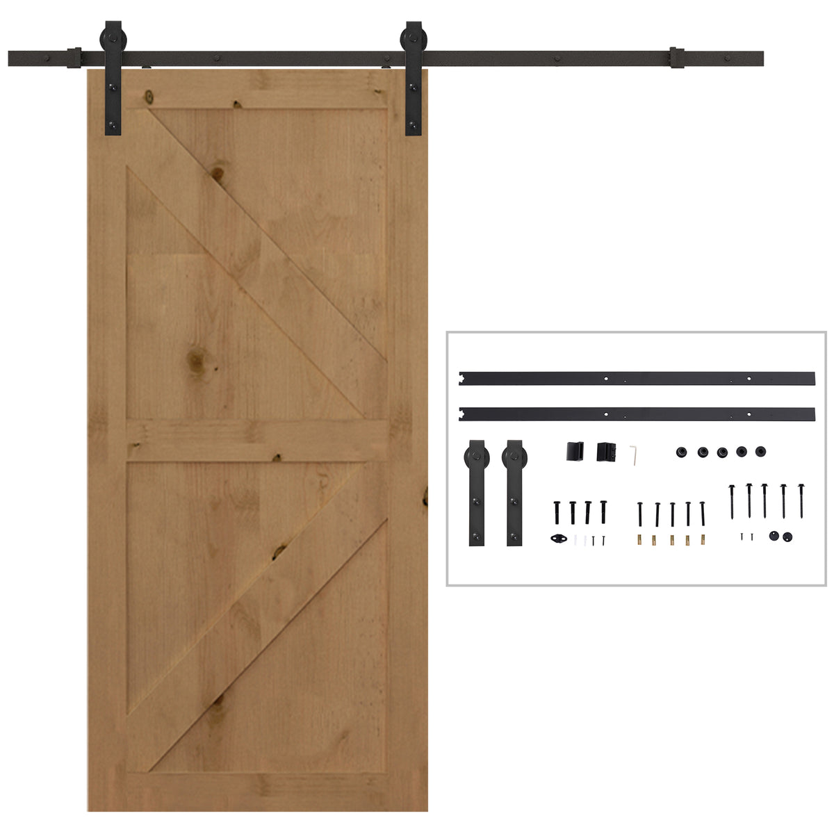 200 CM Rail porte coulissante quincaillerie de porte coulissante en acier au carbone capacité de charge 90 kg - noir-0