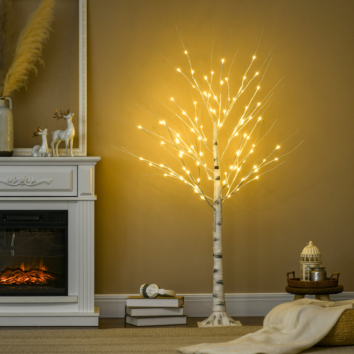 Arbre lumineux LED - décoration lumineuse blanc chaud - 96 LEDs - usage intérieur - 150 cm - noël chambre maison-1