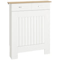 Cache-radiateur avec tiroir de rangement, meuble cache-radiateur en bois à lattes verticales, 78 x 19 x 97 cm, blanc-0