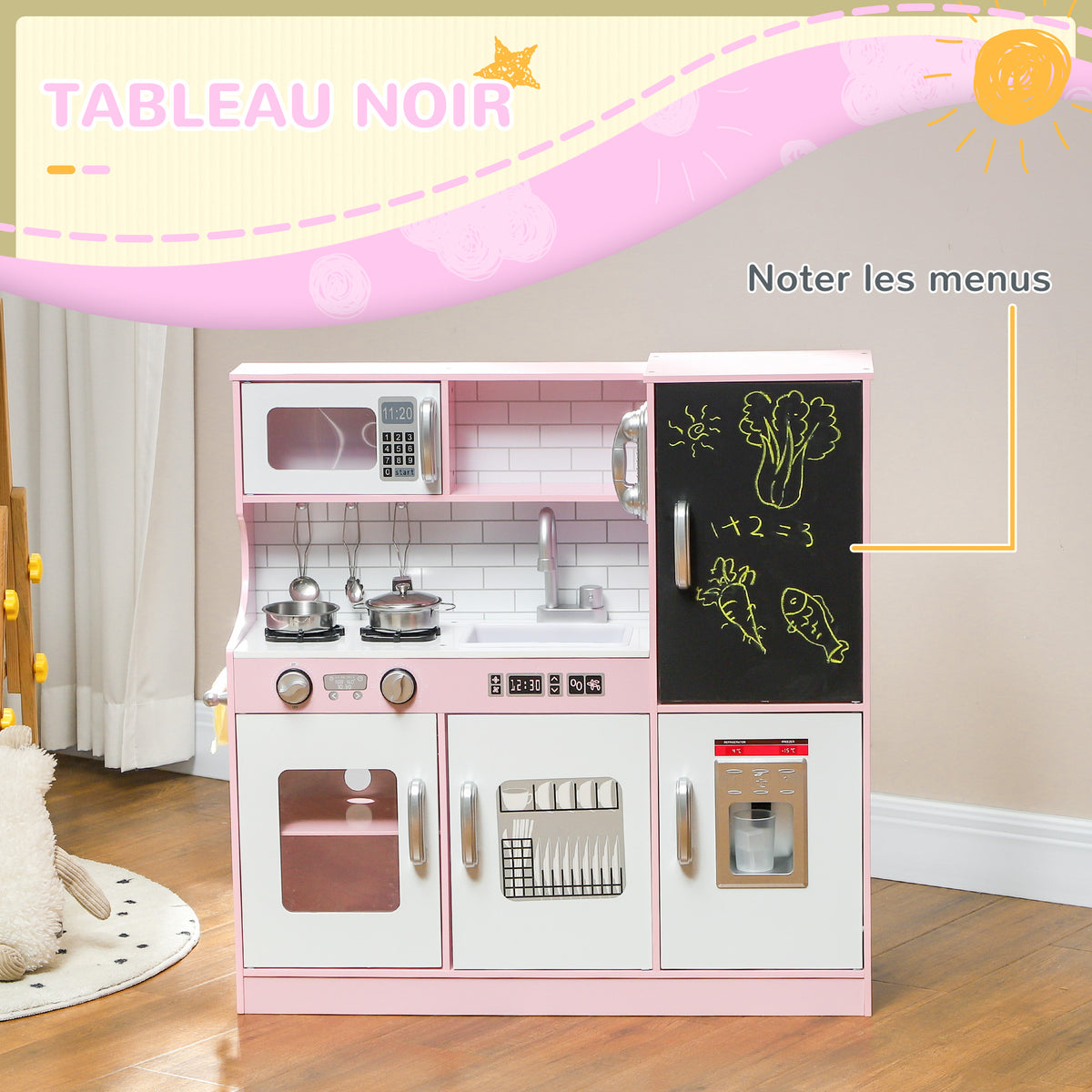 Cuisine enfant jouet d'imitation pour enfant - dinette enfant de 3-8 ans, rose-3