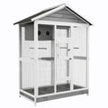 Grande cage oiseau volière à oiseaux intérieur exterieur, 4 perchoirs 112 x 68 x 154 cm gris-0
