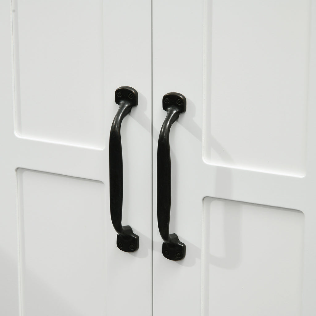 Meuble sous lavabo salle de bain meuble sous vasque avec double porte et étagère réglable, 60x30x60cm, blanc-8