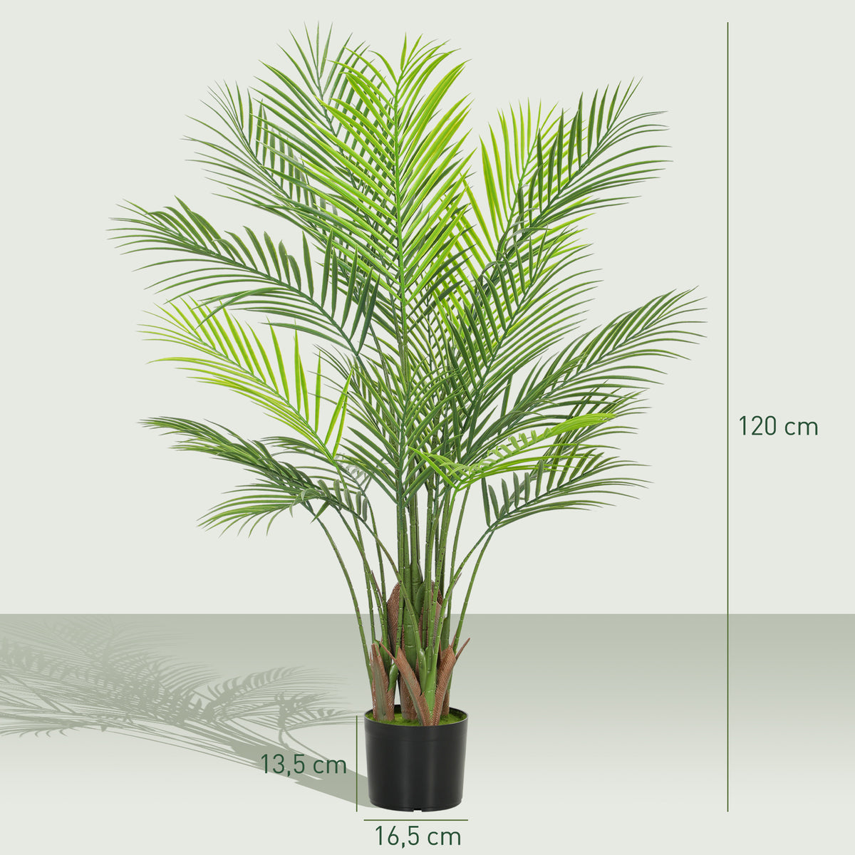Plante artificielle intérieure 120 cm, palmier arbre artificiel avec pot en plastique et flocage, vert-2