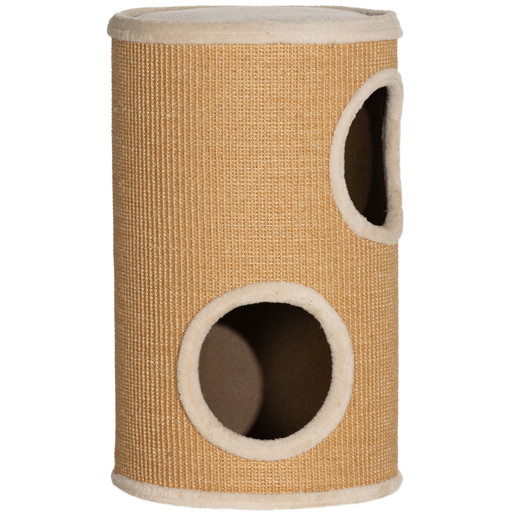 Tonneau à gratter pour chat tour à griffer arbre à chat à 2 couches en sisal naturel pour 1 à 2 chats Ø 35 x 60H cm-0