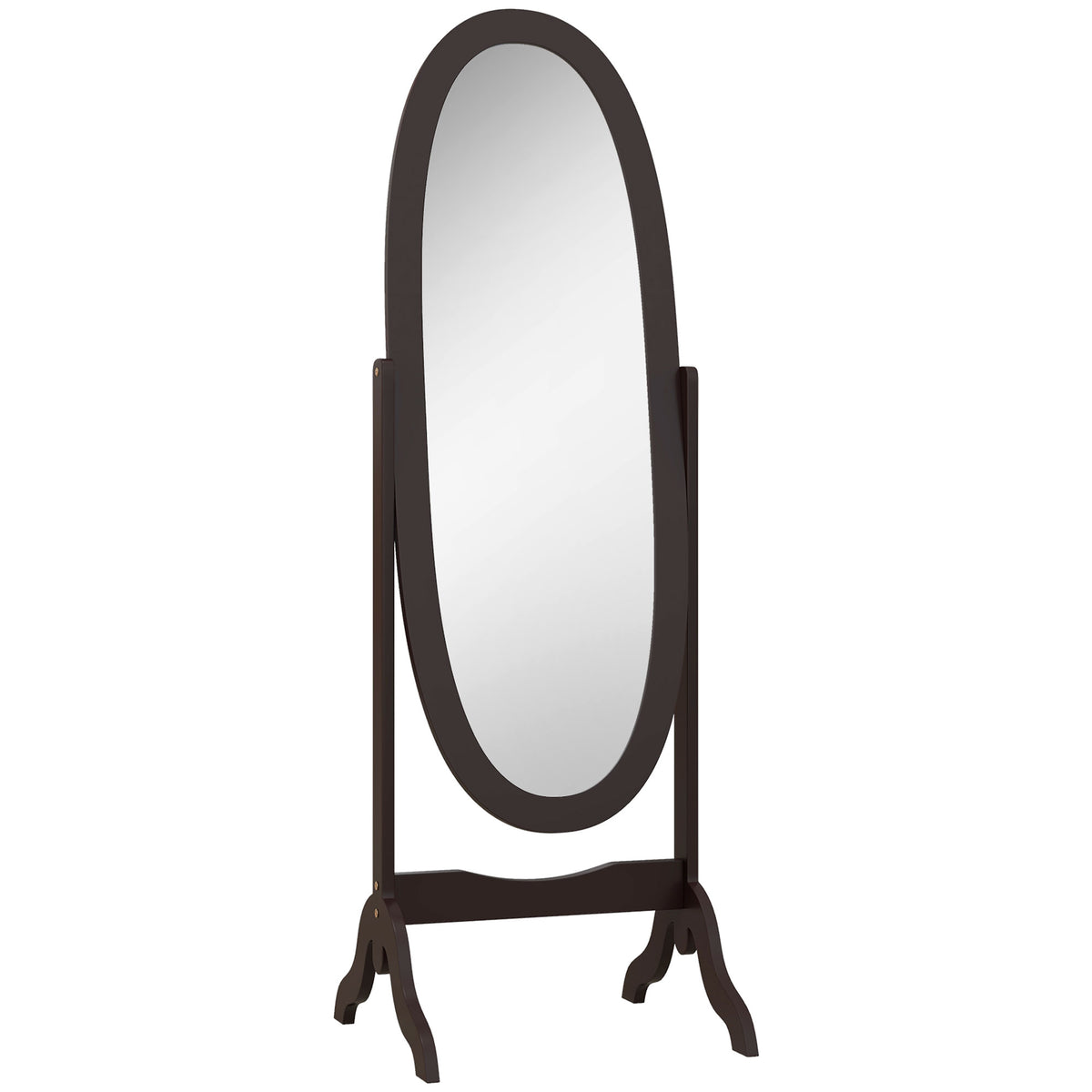 Miroir à pied ovale style shabby chic inclinaison réglable 48 x 46 x 147 cm mdf café-0