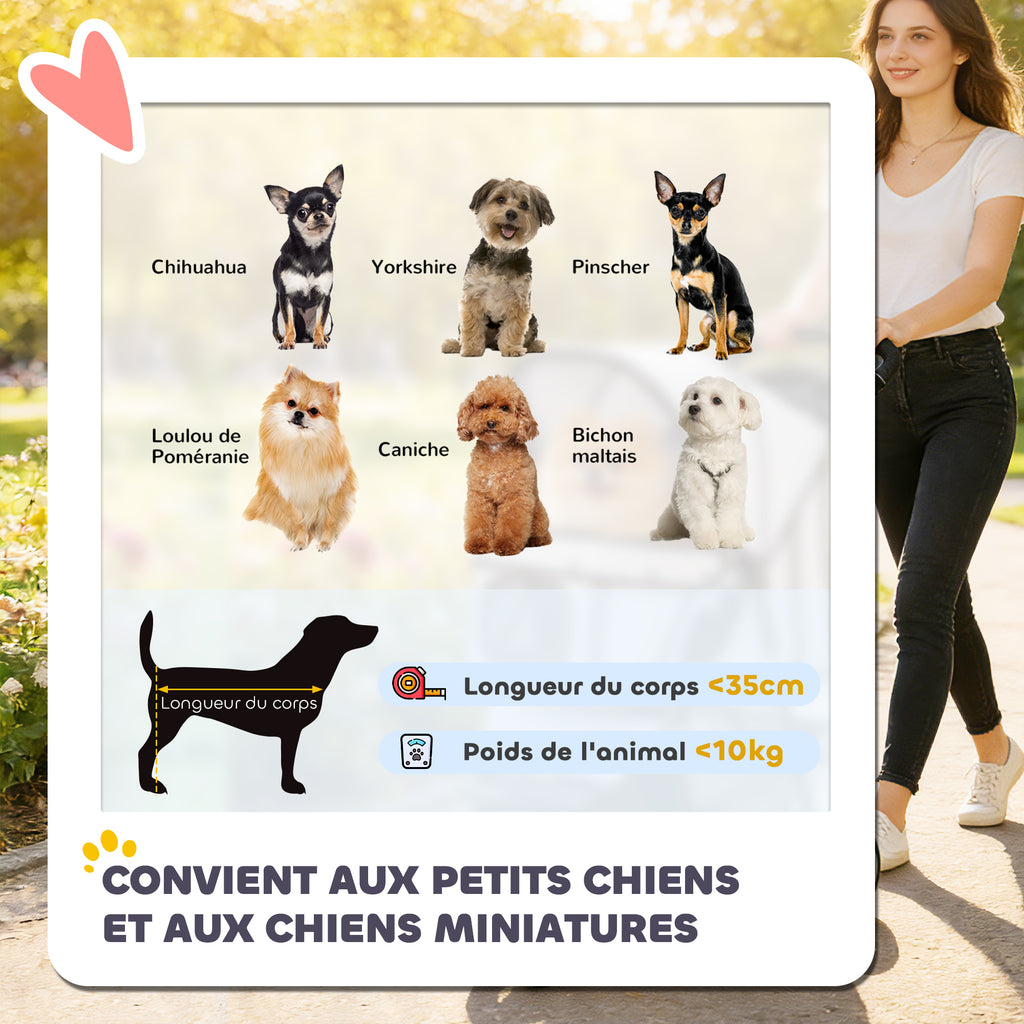 Poussette pour Chien 4 Roues, Chariot Pliable avec Auvent Réglable, Panier de Rangement, 77x44x102cm, Gris-3