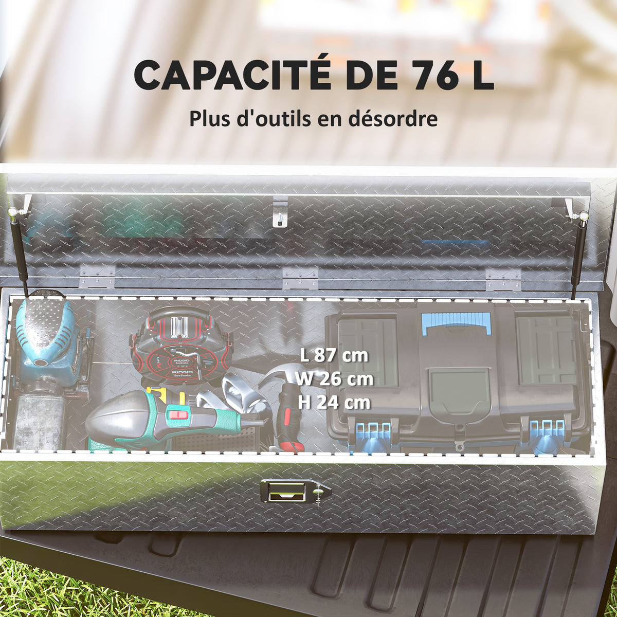 Boîte à outils pour remorque boîte de rangement en aluminium poignées larges et antidérapantes 99 x 33 x 25,5 cm argent-4