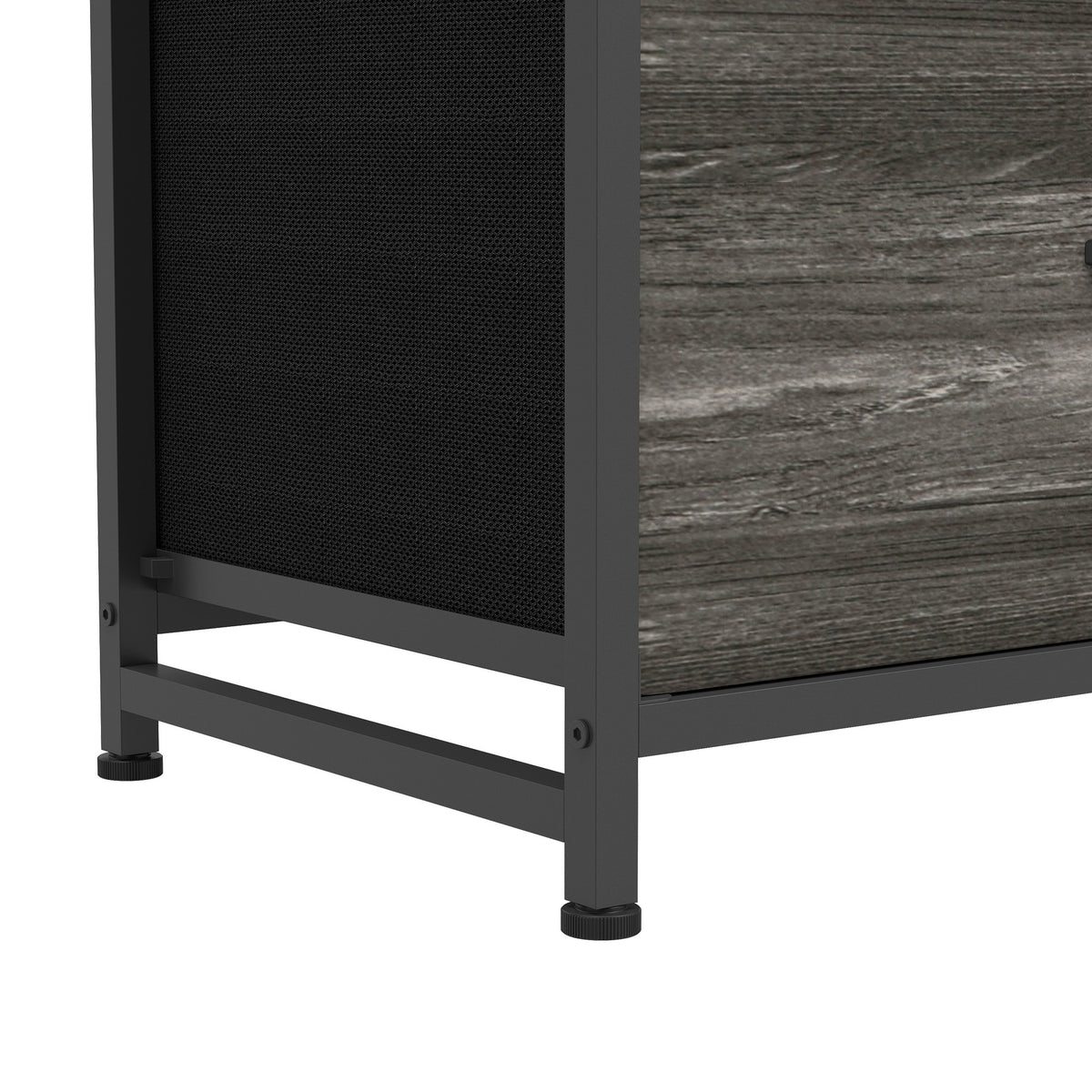 Commode 5 Tiroirs en Tissu Pliables, Meuble de Rangement avec Étagères Ouvertes, Plateau Supérieur, Gris-9
