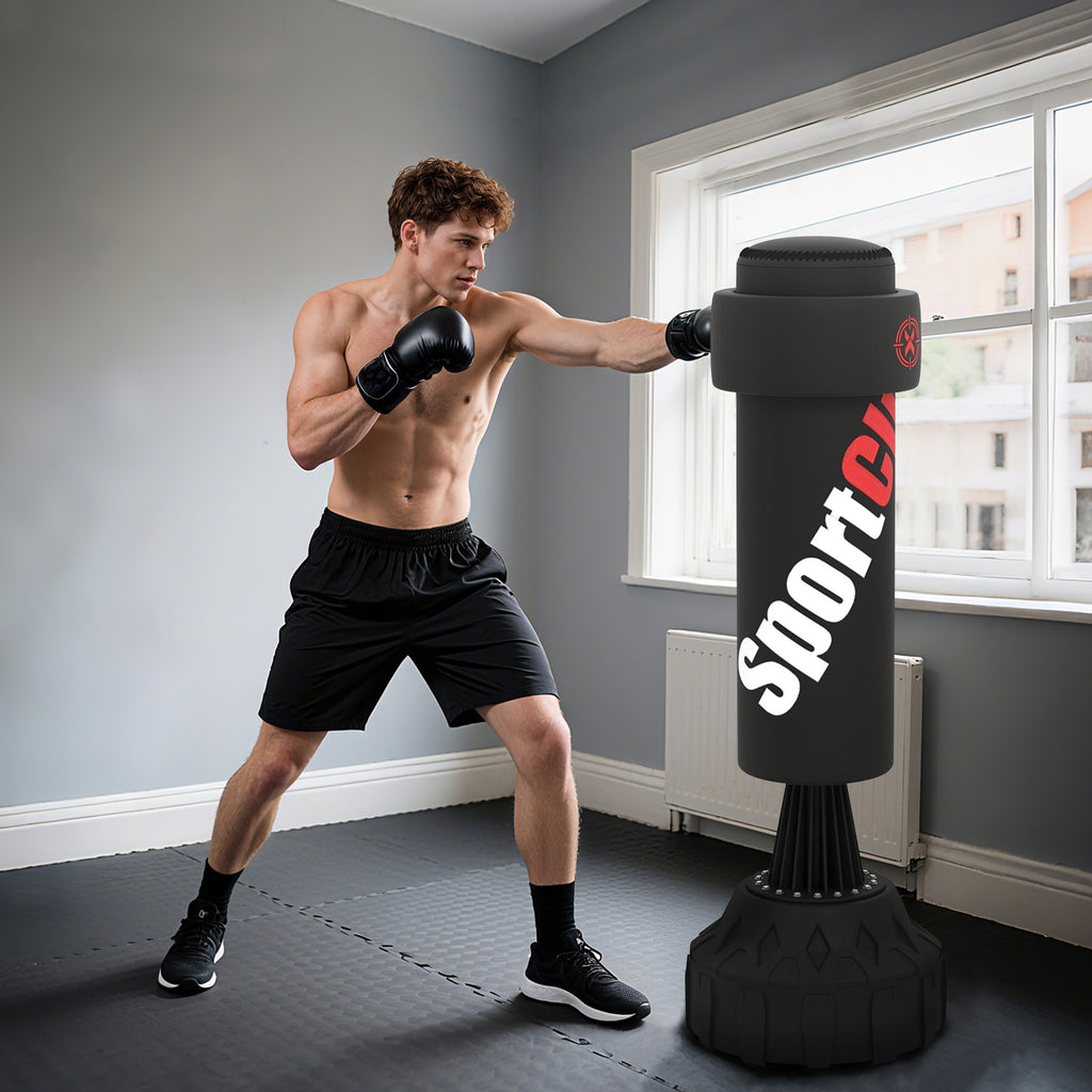 Sac de boxe sur pied autoportant cible réglable en hauteur, avec Ventouses, équipement Boxe-1