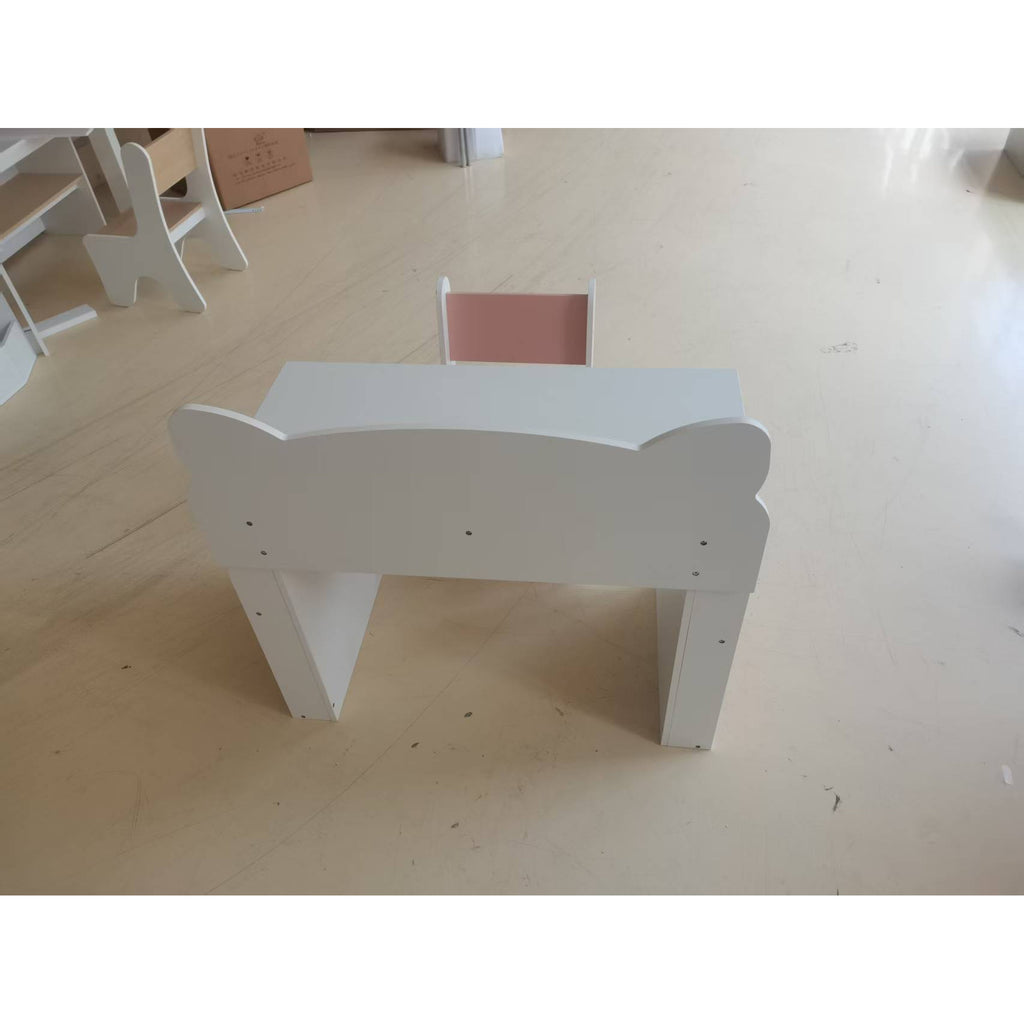 Bureau et Chaise pour Enfant 2 Pièces, Ensemble Table d'Activité, Tiroir, Bibliothèque pour Dessin, Lecture, Blanc Rose-1