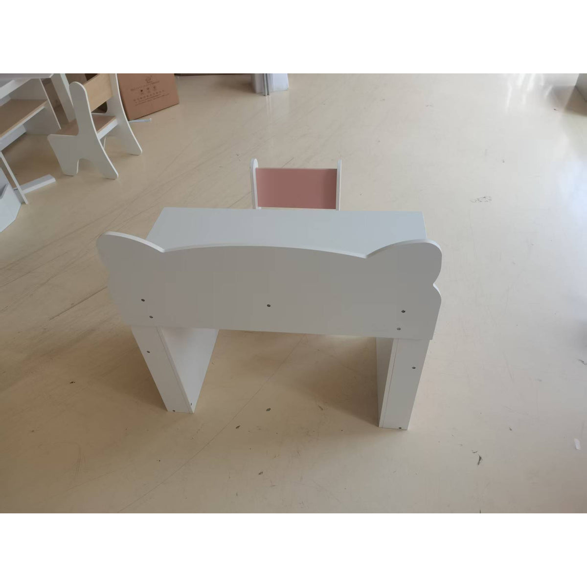 Bureau et Chaise pour Enfant 2 Pièces, Ensemble Table d'Activité, Tiroir, Bibliothèque pour Dessin, Lecture, Blanc Rose-1