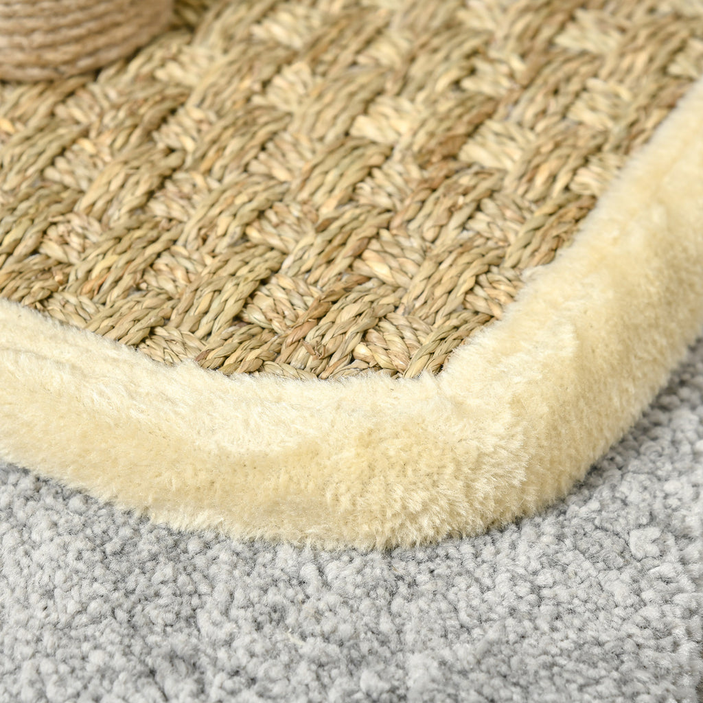 Arbre à chat en cercle avec griffoir en jute et jouet de souris coussin en peluche doux en panneaux de particules 40 x 30 x 56 cm kaki beige café-7