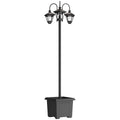 Lampadaire Extérieur sur Pied à 3 Têtes avec Bac à Fleurs, Capteur Automatique Crépuscule à L'aube, 52x52x185cm, Noir-0