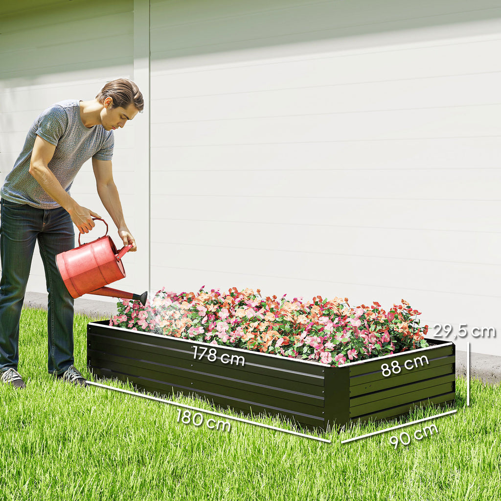 Carré potager jardinière rectangulaire en acier galvanisé tuteurs pour tomates et plantes grimpantes 180 x 90 x 29,5 cm-2
