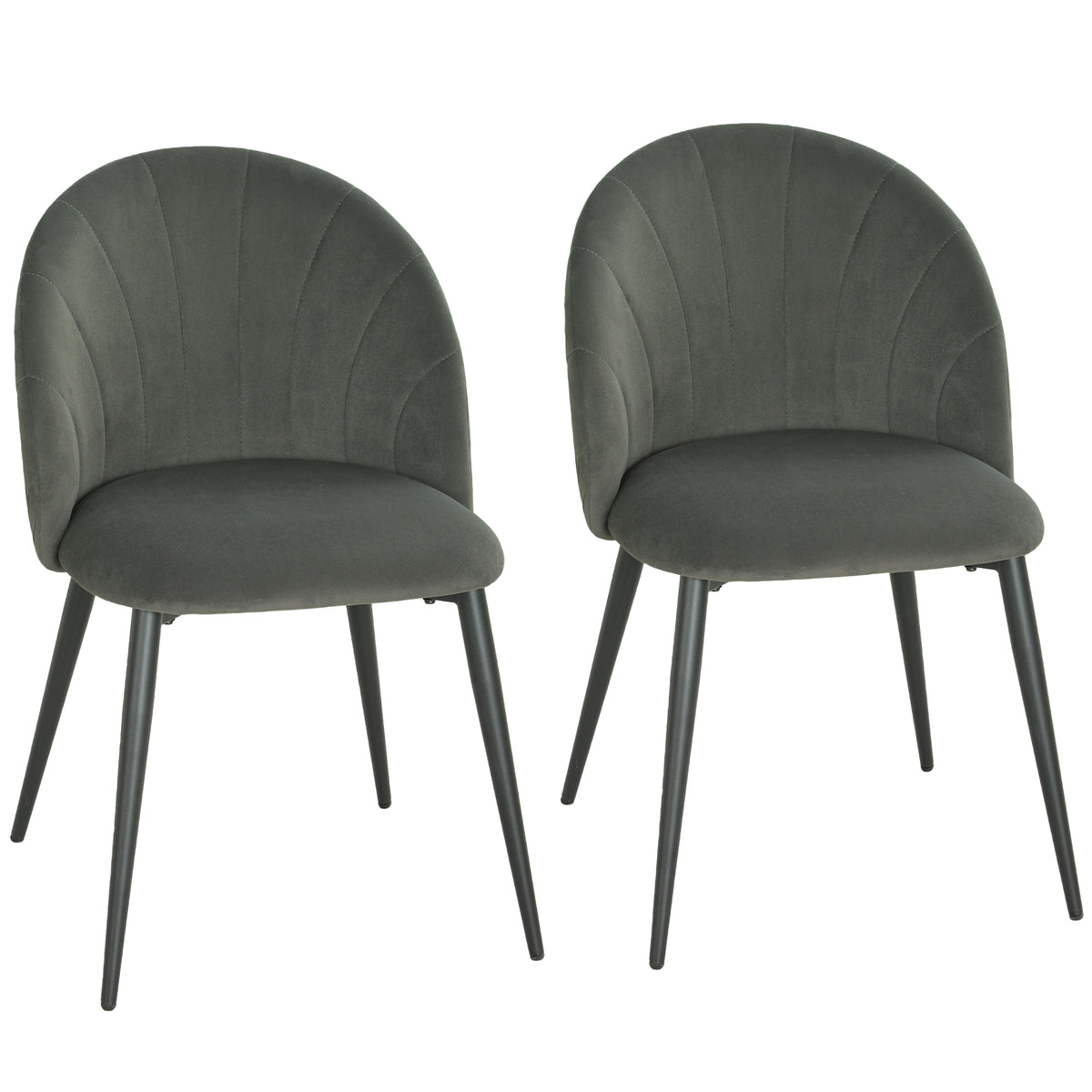 Lot de 2 chaises de salle à manger, chaises de cuisine rembourrées sans accoudoirs, pieds en acier, 52x55x79cm, gris-0