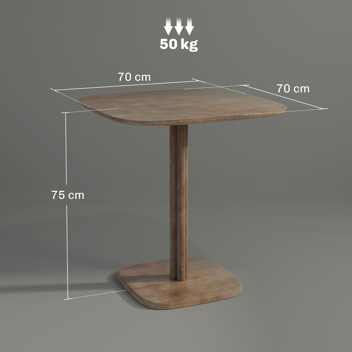 Table à manger pour 4 personne table de cuisine carrée style moderne avec plateau aspect bois, 70 x 70 cm, marron-2