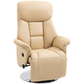 Fauteuil inclinable pivotant repose-pied réglable accoudoirs piètement acier chromé revêtement synthétique PU beige-0