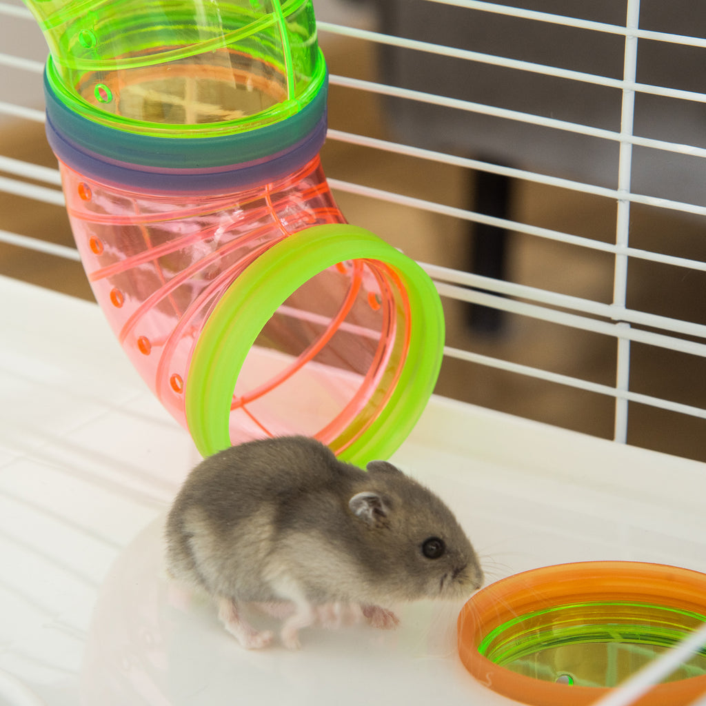 Grande cage pour hamsters cage pour rongeur 5 niveaux avec tunnels abreuvoir roue maisonnette échelles dim. 59L x 36l x 69H cm-8