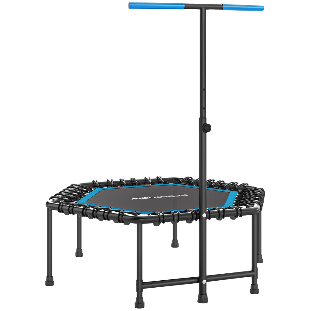Trampoline de fitness 114 cm, cordes élastiques, poignée réglable 3 positions, trampoline d'exercice silencieux, bleu-0