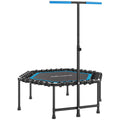 Trampoline de fitness 114 cm, cordes élastiques, poignée réglable 3 positions, trampoline d'exercice silencieux, bleu-0