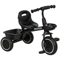 Tricycle pour enfant évolutif avec siège réglable pédales 2 paniers ceinture pour enfant de 2 à 5 ans noir-0