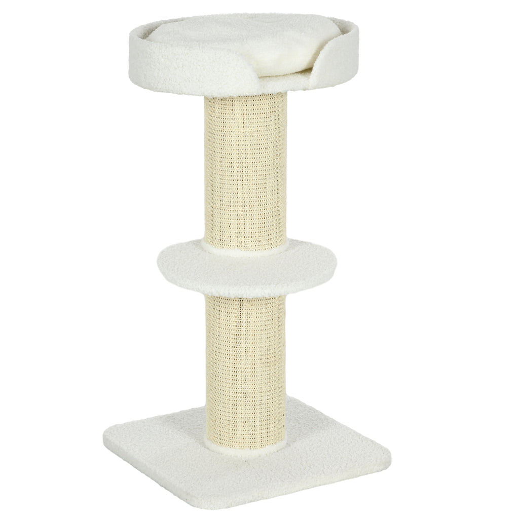 Arbre à chat avec griffoir centre d'activités 2 plateformes coussin crème-0