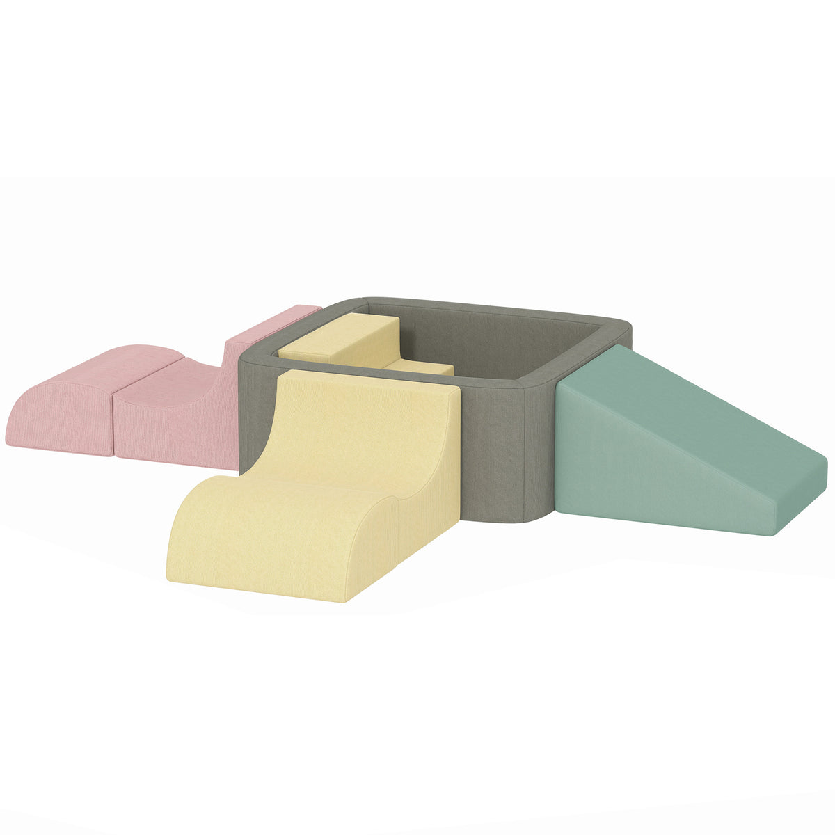 Parcours motricité bébé modulable en mousse 7 pièces housse lavable en velours côtelé 174 x 174 x 30 cm multicolore-0