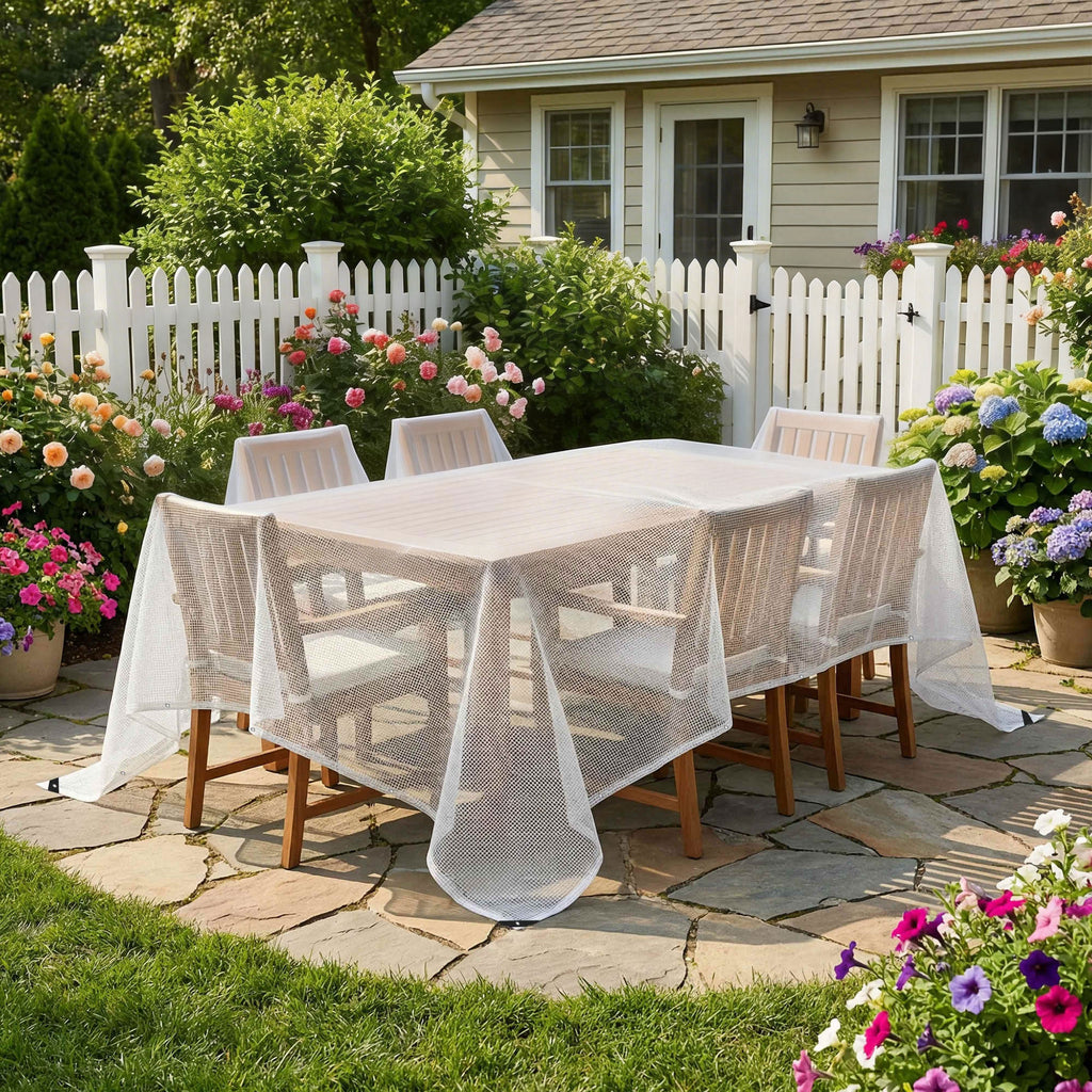 Bâche de Protection 6x4 m en PE 140 g/m² avec 20 Œillets Renforcés, Bâche Imperméable Anti-UV pour Jardin Piscine, Blanc-5