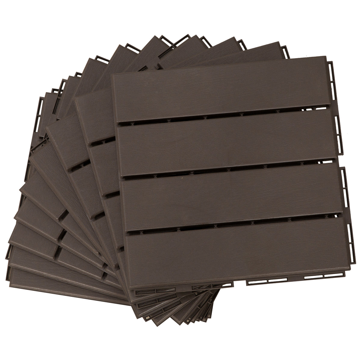Caillebotis - Dalles terrasse - Lot de 9 - emboîtables, Installation très Simple - Petits Carreaux Composite Plastique Imitation Bois Chocolat-9