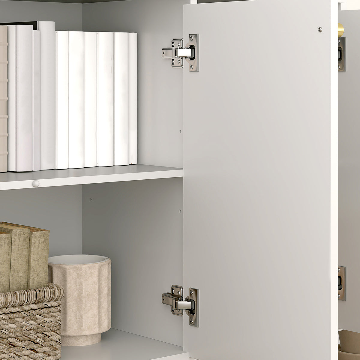 Buffet de salon avec placard à portes et étagère réglable, 106,5 x 35 x 77,5 cm, blanc-9