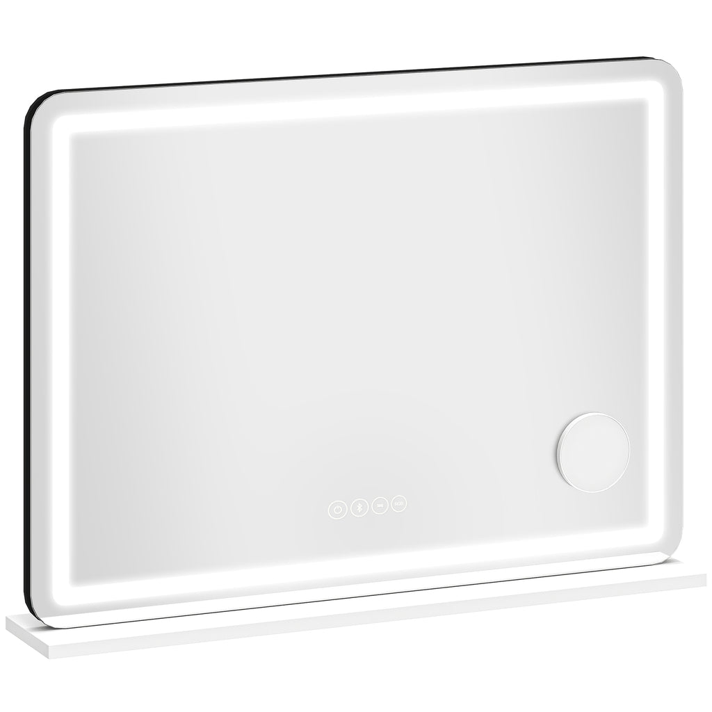 Miroir maquillage lumineux 80x60cm, miroir coiffeuse LED dimmable, lumière RGB, 3 températures de couleur, blanc-0