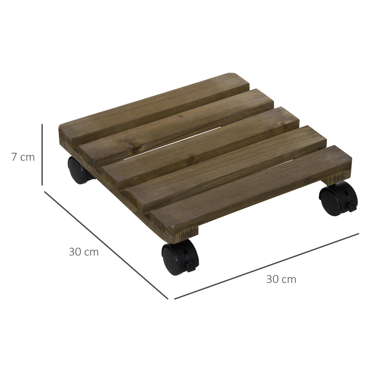 Lot de 2 supports pour plantes carrés porte plante à roulettes support pour pot de fleurs, pour intérieur et extérieur-2