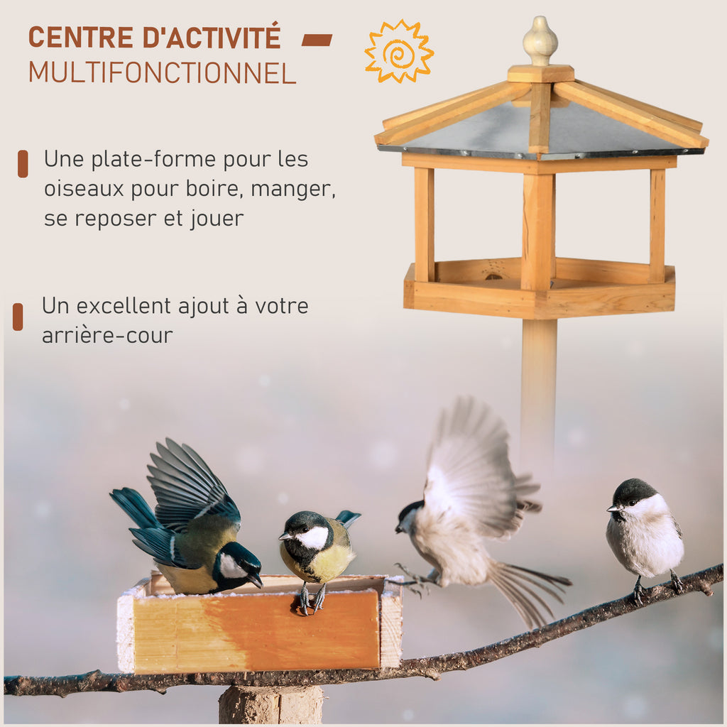 Mangeoire Mangeoire pour oiseaux sauvages sur Pied nichoir a Plateau Station a Oiseau Abris à oiseaux Bois pour Exterieur 113 cm-5