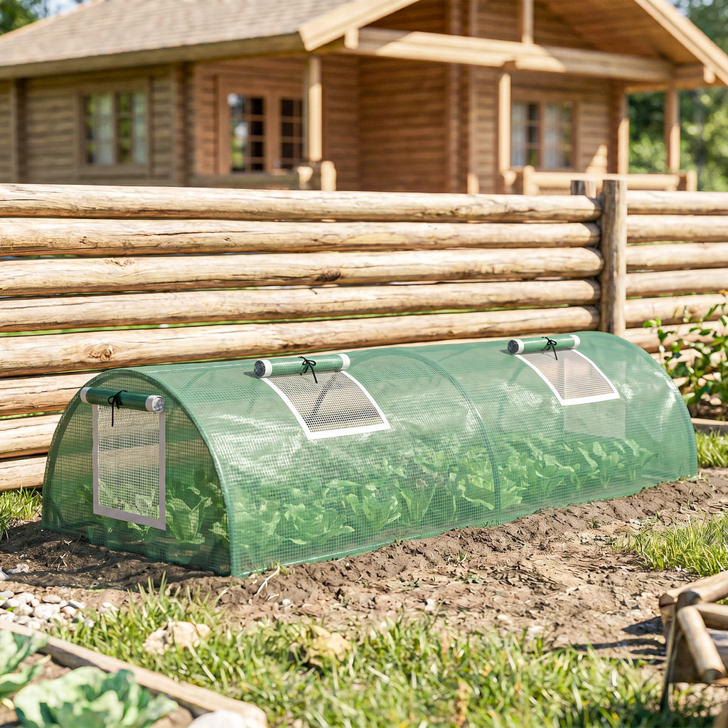 Mini Serre de Jardin mini serre tunnel à tomates 200 x 80 x 45 cm Acier PE Anti-UV 4 portes en filet enroulables vert-9