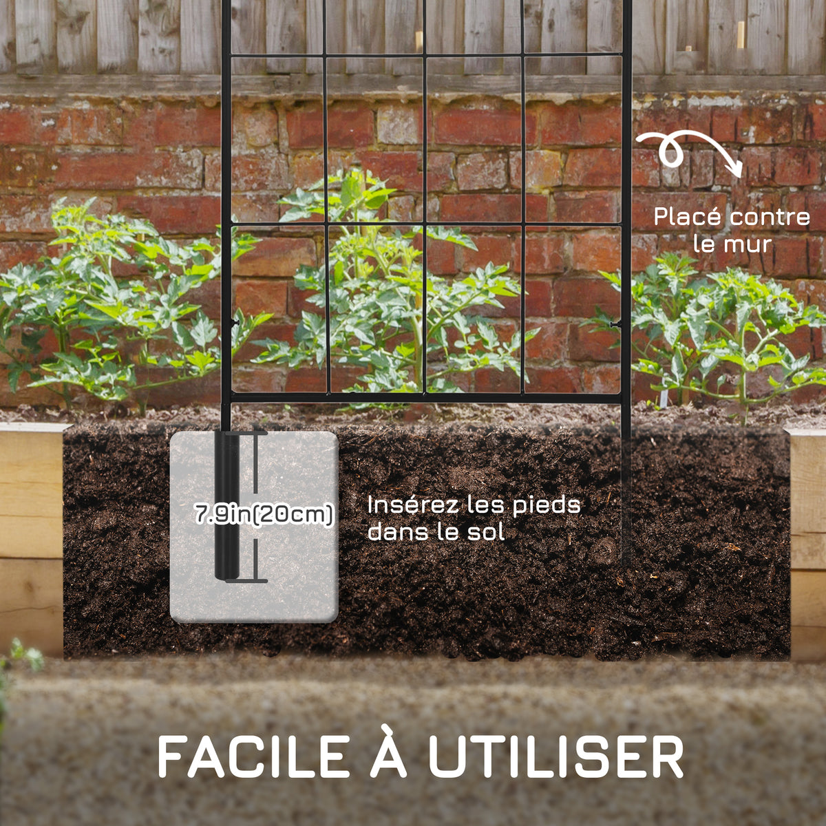 Treillis de jardin lot de 2 support pour plantes grimpantes en métal - 51 x 152 cm noir-4