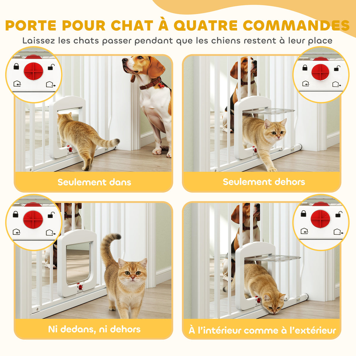 Barrière de sécurité chien extensible 75-85 cm, barrière d'escalier double verrouillage, hauteur 76 cm, blanc-4
