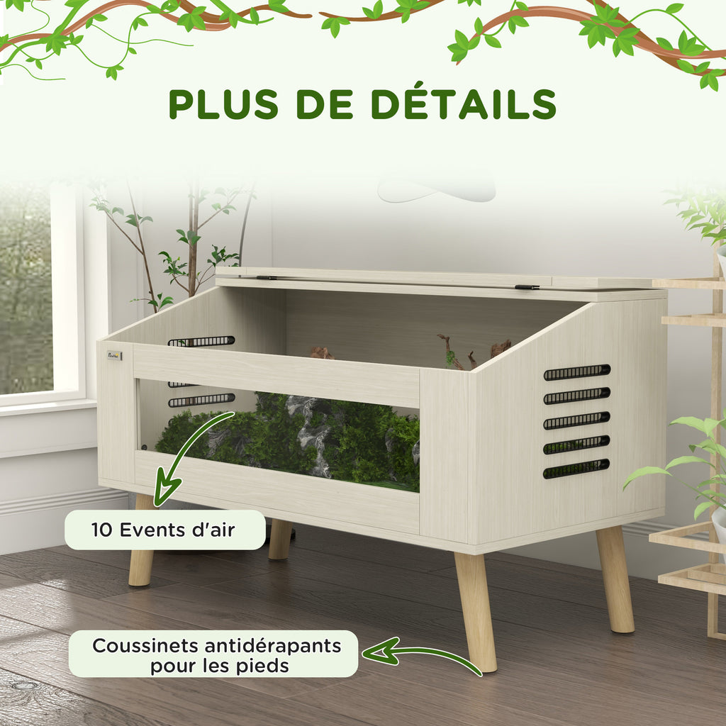 Terrarium pour reptiles, vivarium pour serpents 140L avec fenêtres en verre trempé, couvercle, 100 x 50 x 60 cm-6