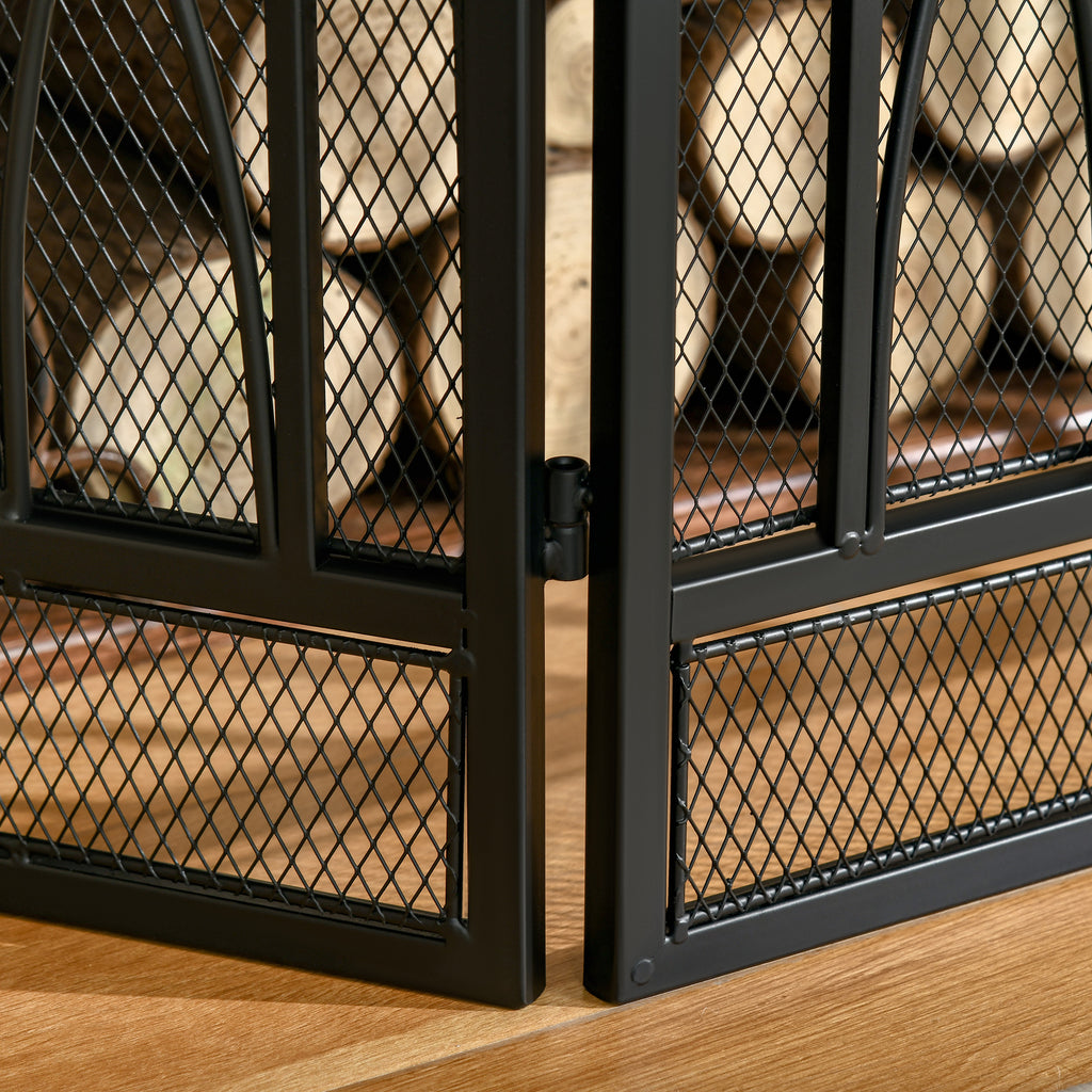 Grille de Protection pour cheminée - Pare-feu Large pour cheminée ou poêle - Pare-étincelles - barrière de sécurité - 3 Volets Pliables - métal Noir-8