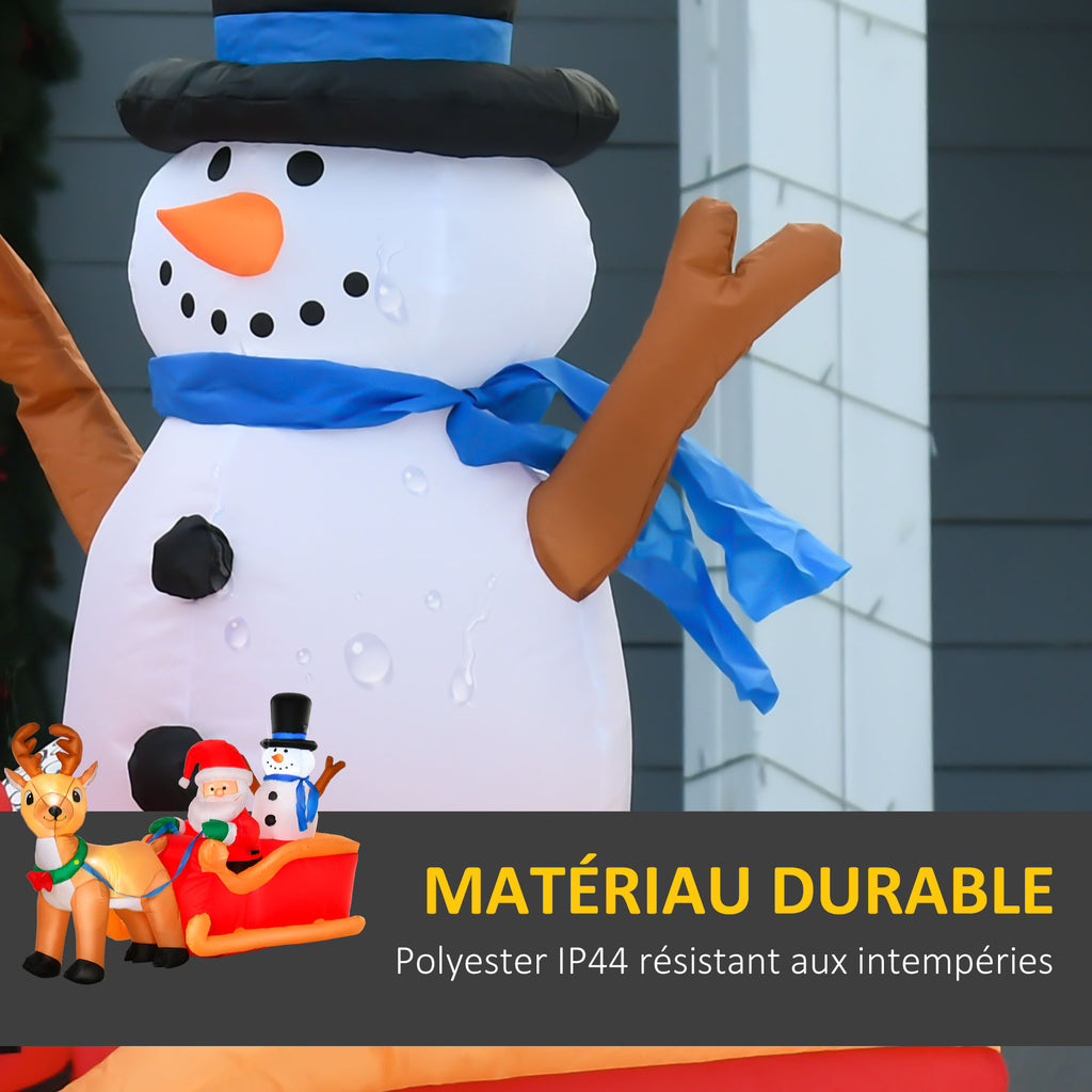Père Noël gonflable avec traîneau et rennes 200 cm 5 lumières LED décoration de Noël intérieure et extérieure rouge-4