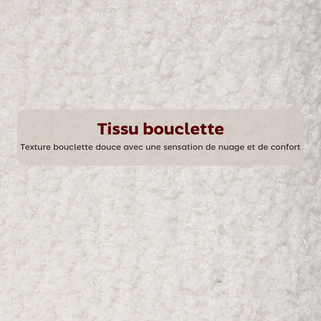 Lot de 2 tabourets de bar en tissu bouclette, chaises de bar avec dossier courbé, repose-pieds, 49x52x95cm, crème-4